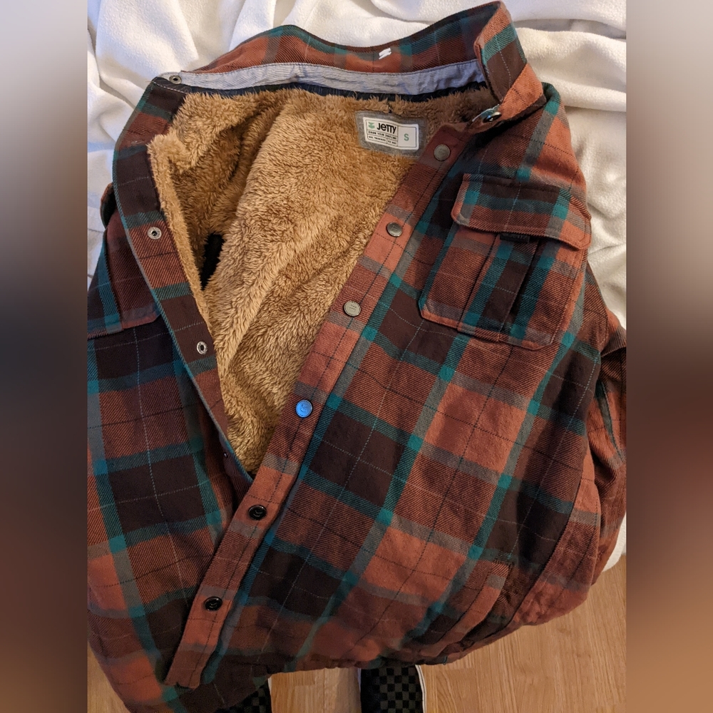 Jetty plaid button down fur sweatshirt style